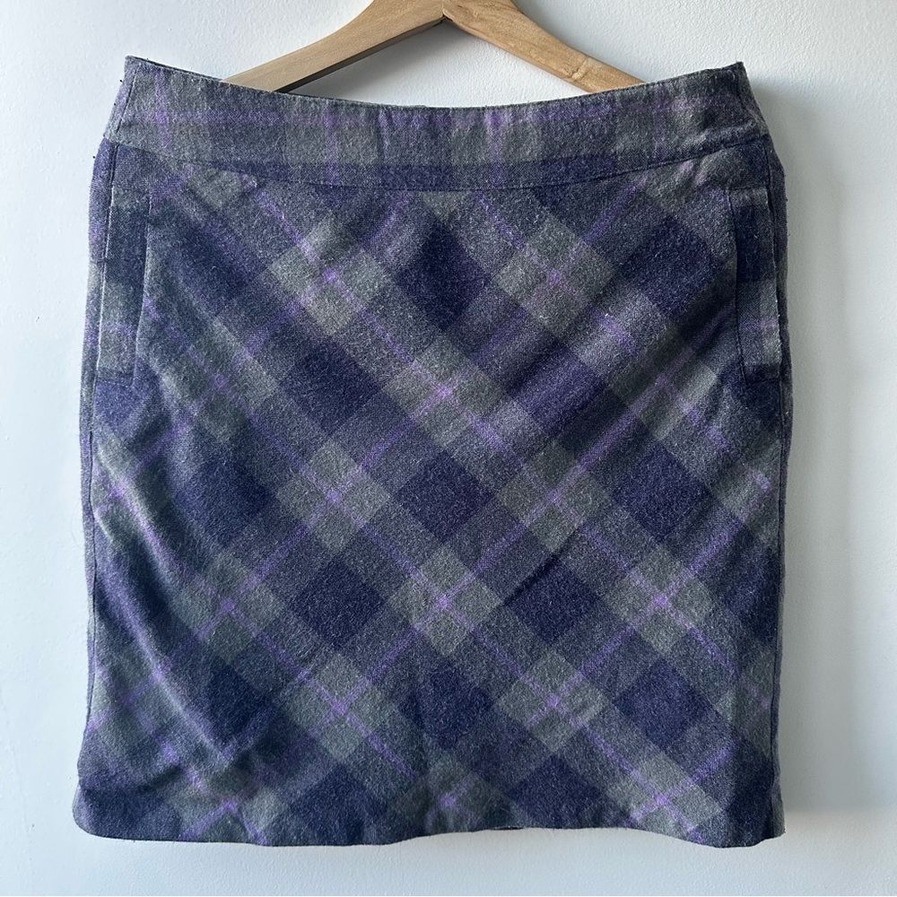 Vintage Merona Purple Gray Plaid Wool Skirt Size 6 Y2K Prep School Academia